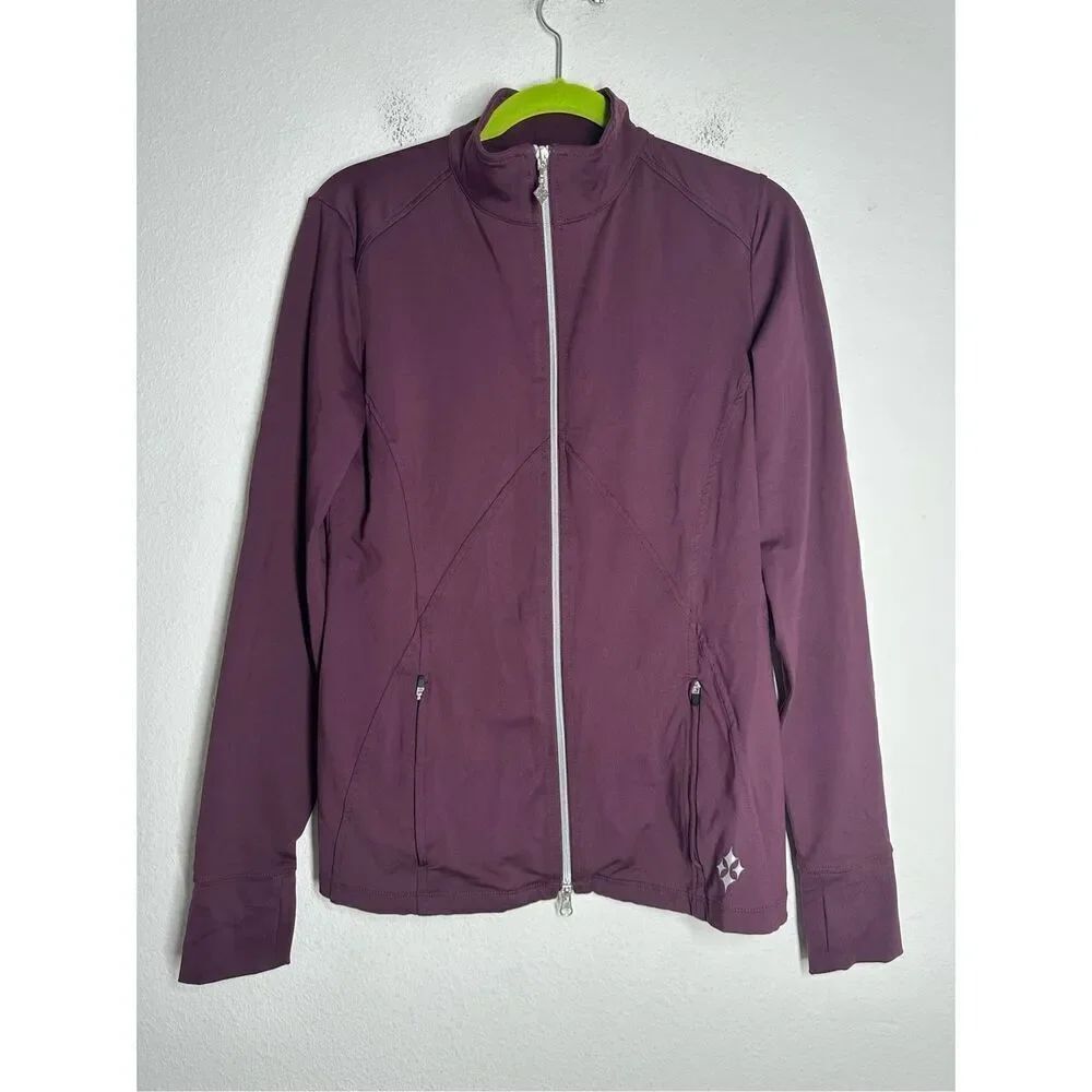 Jofit Jacket Women's Golf Long Sleeve Full Zip Mock Neck Burgundy Jacket Size M